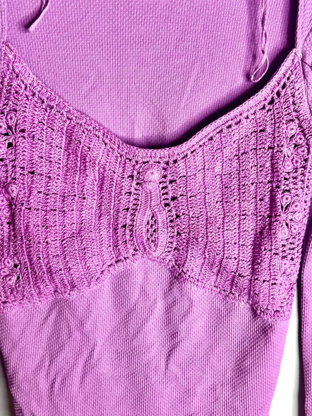 Free People Butterfly Dreams Crochet Long-Sleeve Thermal Top Girlhoodcore Sz M